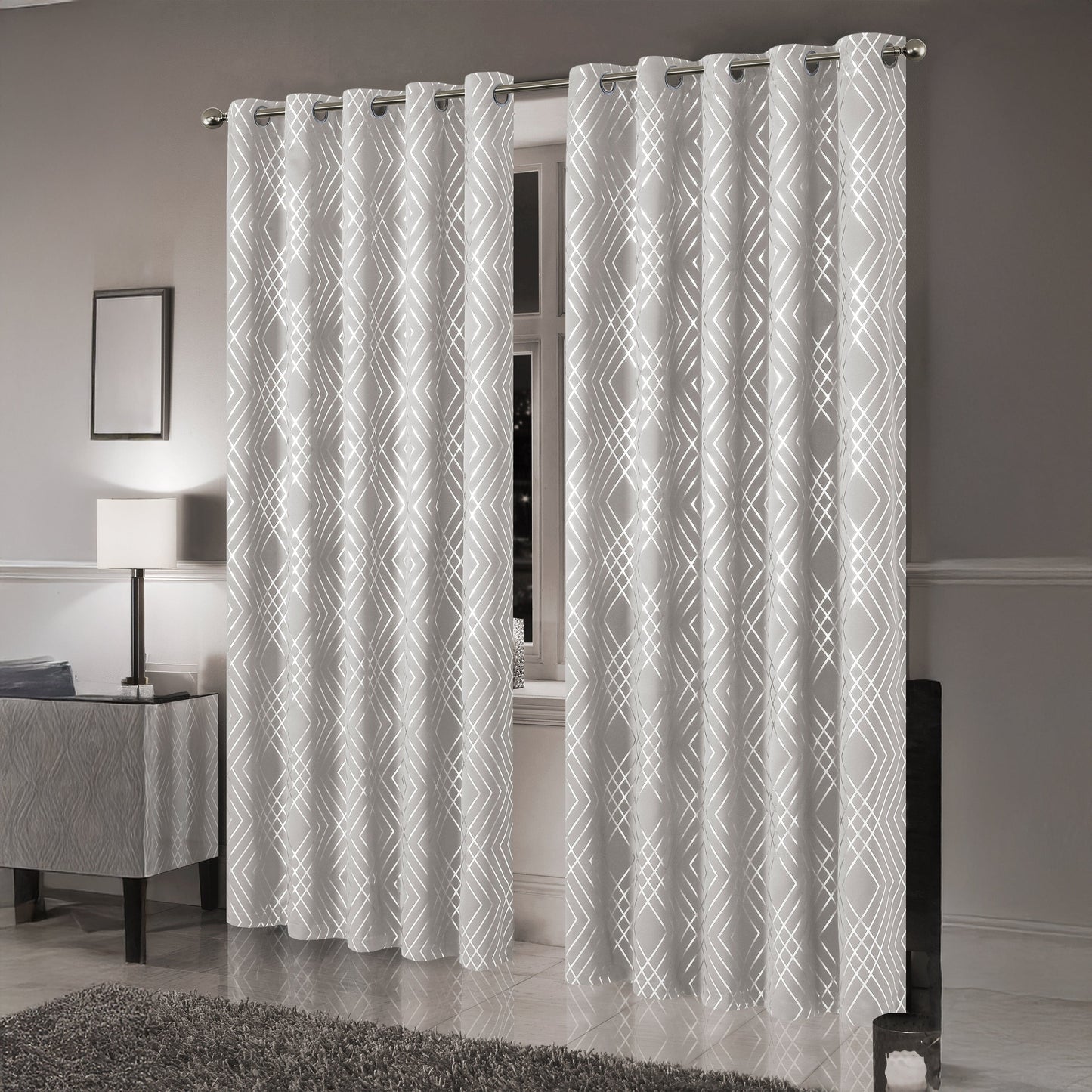 OLIVIA ROCCO Geometric Sparkle Blackout Curtains Soft Thermal Insulated Eyelet Ring Top For Living Room And Bedroom Drapes