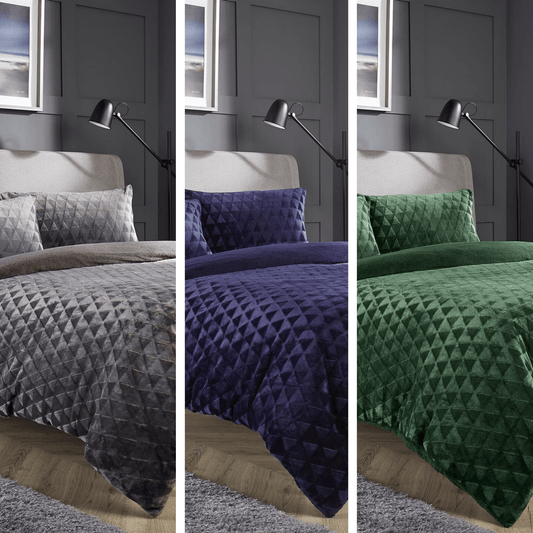 OLIVIA ROCCO Geometric Reversible Teddy Bear Faux Fur Duvet Set Ultra Soft Bedding OEKO-TEX Certified For Cozy Winter Nights