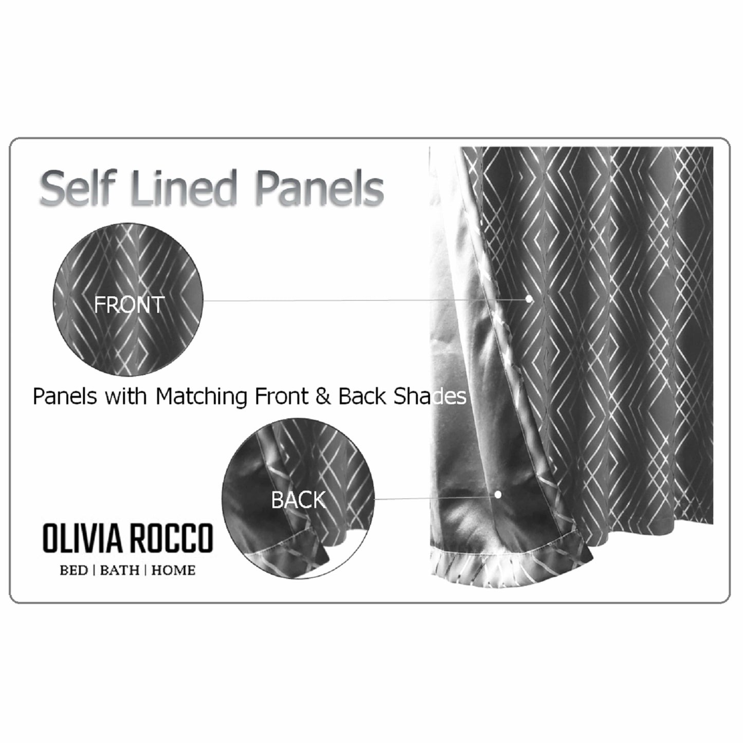 OLIVIA ROCCO Geometric Sparkle Blackout Curtains Silver Eyelet Ring Top Soft Thermal Insulated Drapes For Living Room And Bedroom
