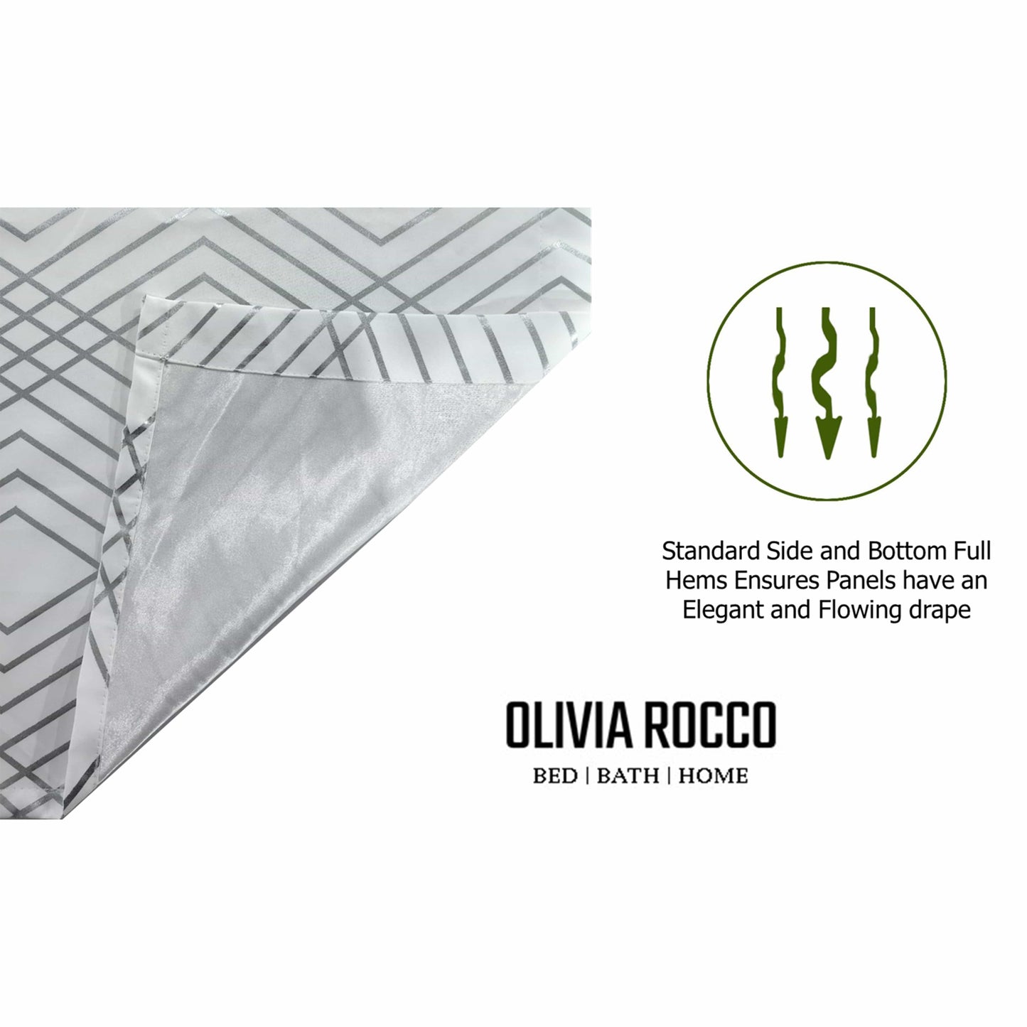 OLIVIA ROCCO Geometric White Sparkle Blackout Curtains Soft Thermal Insulated Drapes Eyelet Ring Top Living Room And Bedroom