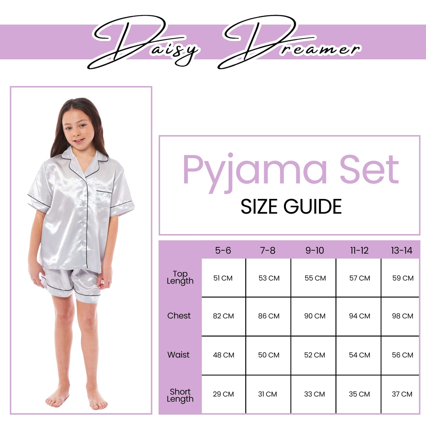 OLIVIA ROCCO Girls Satin Silk Short Pyjama Set Button Down Shirt And Loose Fitting Pants Ages 5-14 Black Pink Grey Cozy Nightwear