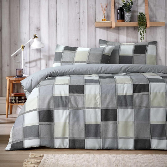 OLIVIA ROCCO Glencoe Check Duvet Cover Set Reversible Polycotton With Pillowcases Available in Single Double King Sizes In Stock