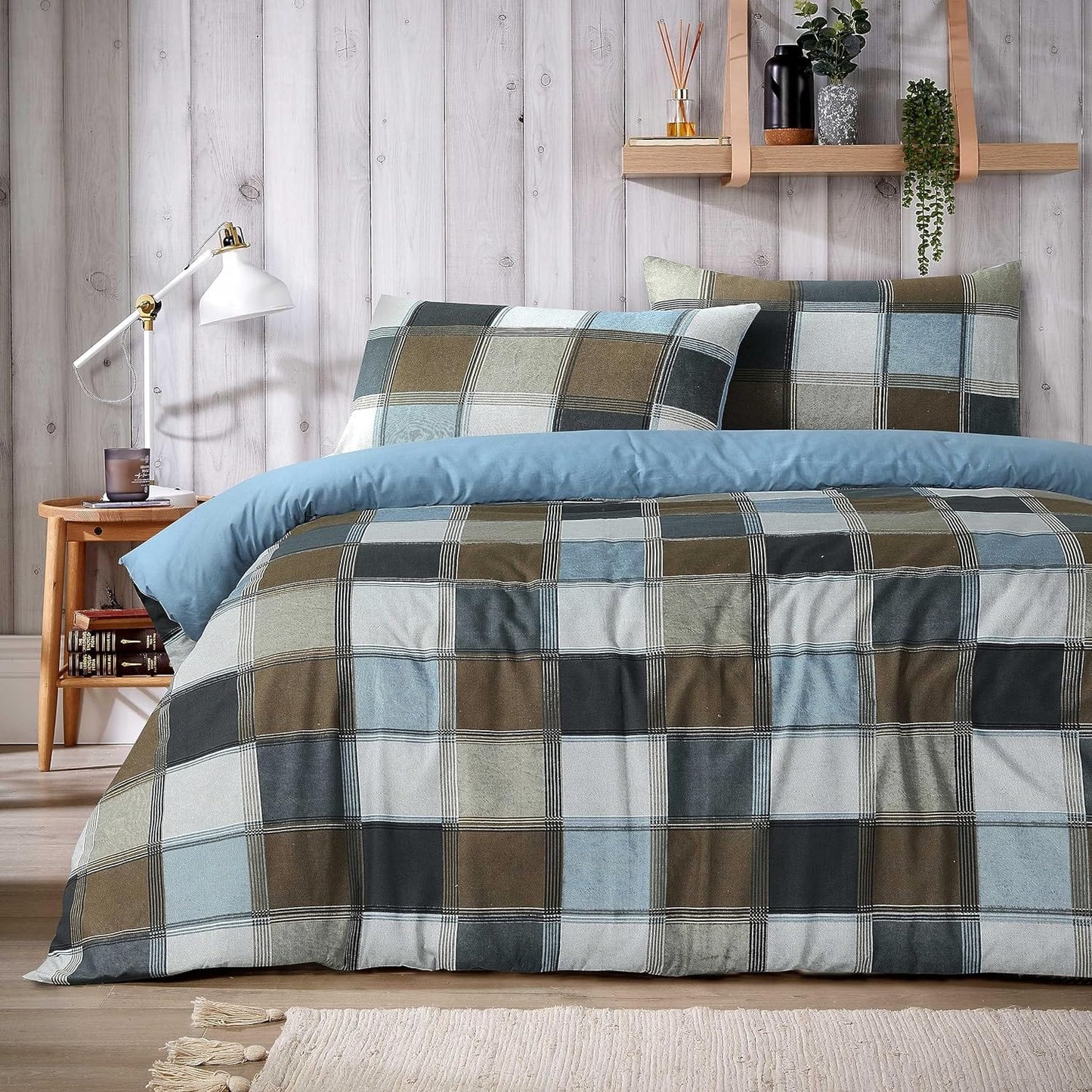 OLIVIA ROCCO Glencoe Check Duvet Cover Set Reversible Polycotton With Pillowcases Available in Single Double King Sizes In Stock
