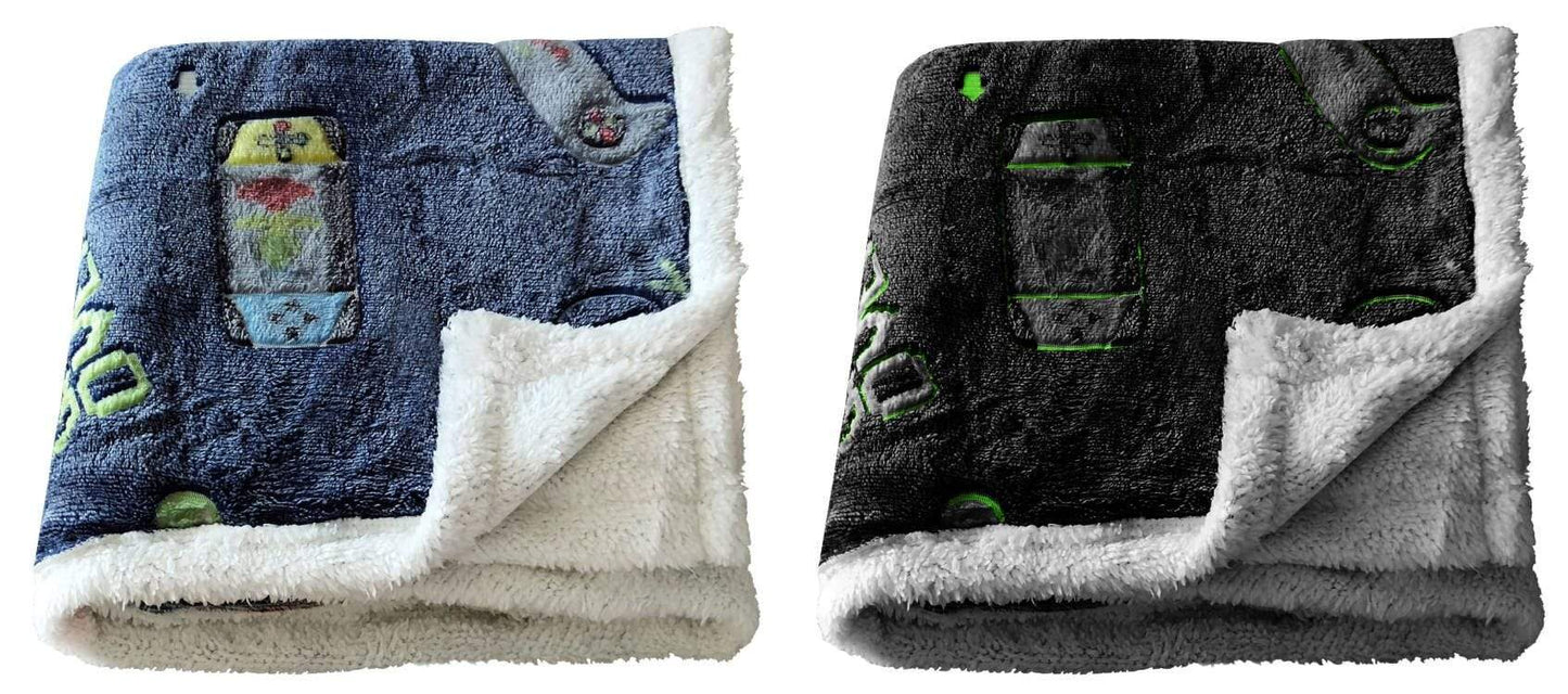 OLIVIA ROCCO Glow In The Dark Teddy Fleece Duvet Set For Kids Winter Warm Cosy Bedding With Soft Plush Texture Machine Washable Easy Care Durable