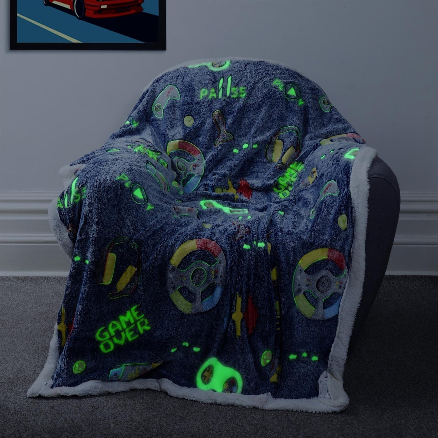 OLIVIA ROCCO Glow In The Dark Teddy Fleece Duvet Set For Kids Winter Warm Cosy Bedding With Soft Plush Texture Machine Washable Easy Care Durable