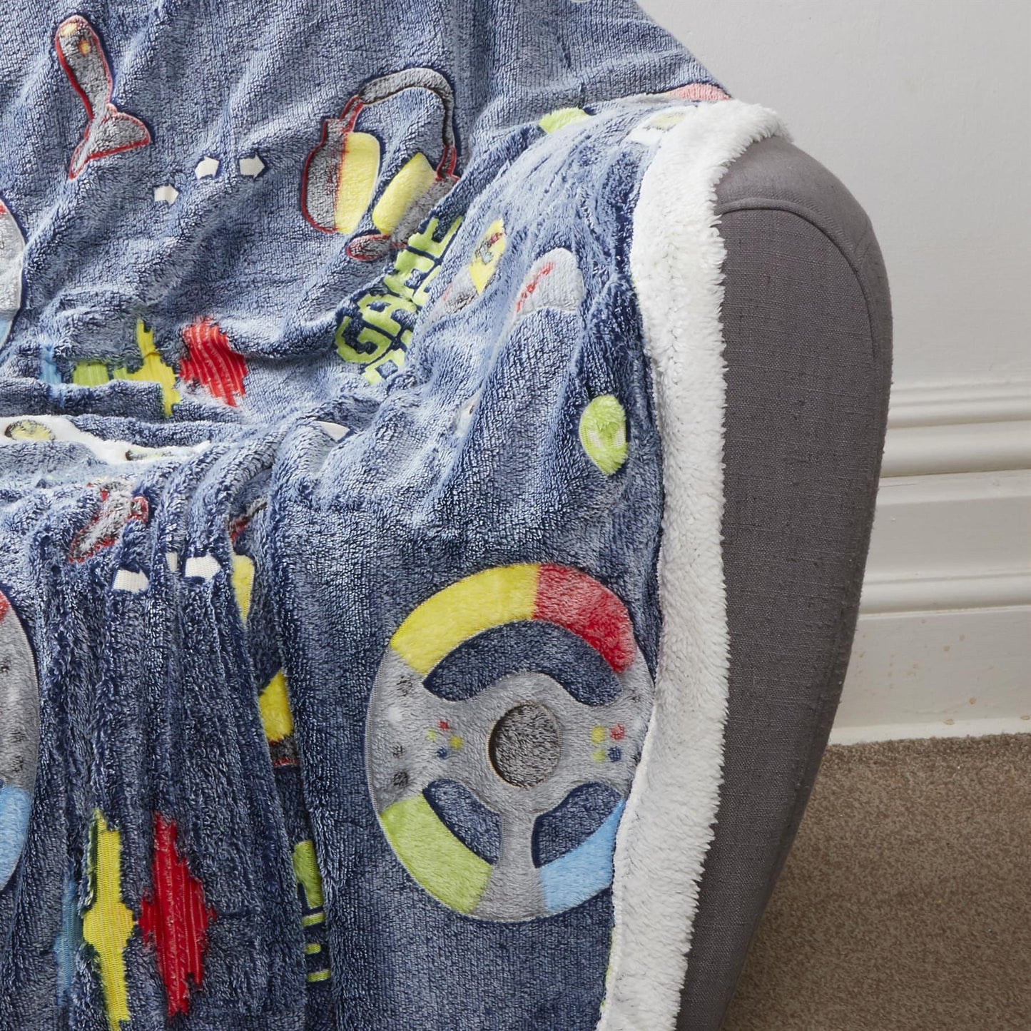 OLIVIA ROCCO Glow In The Dark Teddy Fleece Duvet Set For Kids Winter Warm Cosy Bedding With Soft Plush Texture Machine Washable Easy Care Durable