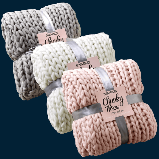OLIVIA ROCCO Handmade Chunky Cable Knit Throw Oversized Super Soft Fleece Blanket For Sofa And Bed Decor In Bold Colors Luxurious