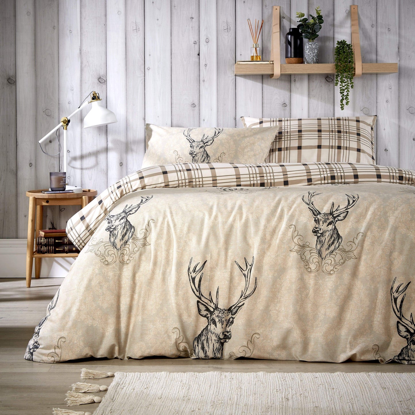 OLIVIA ROCCO Duvet Set Reversible Tartan Check Super Soft Cotton Single Double King Size Cosy Home Decor Designed In England