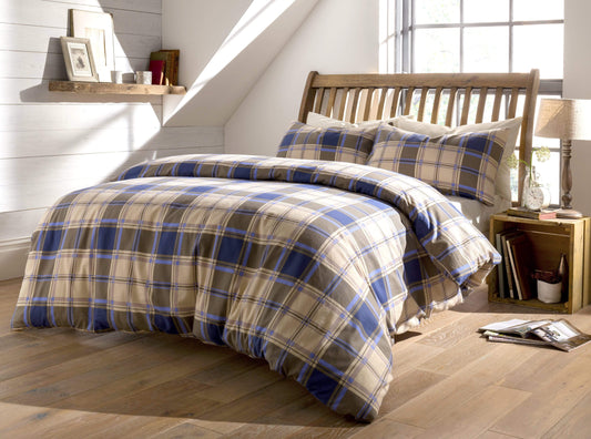 Duvet Set Highland Tartan Brushed Cotton Flannel Super Soft Quilt Cover