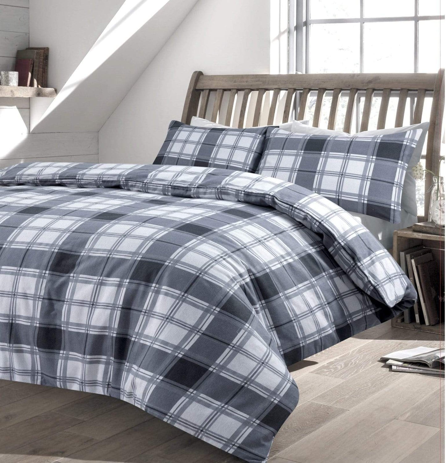 Duvet Set Highland Tartan Brushed Cotton Flannel Super Soft Quilt Cover