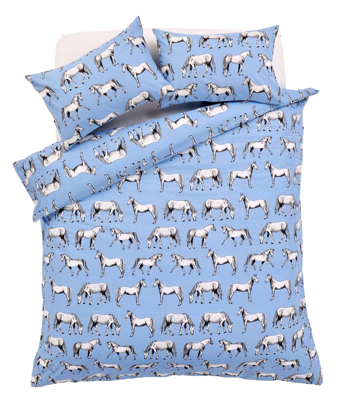 Horses Design Cotton Rich Duvet Set Single and Double Sizes
