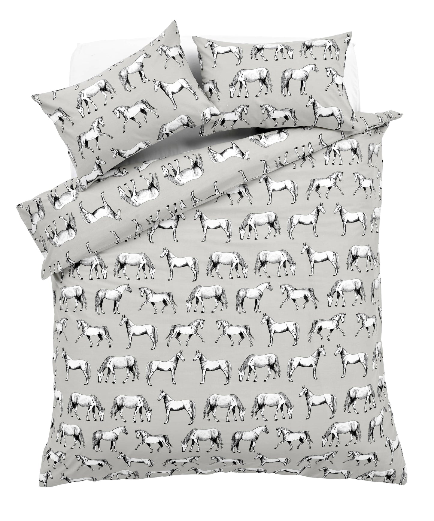 Horses Design Cotton Rich Duvet Set Single and Double Sizes