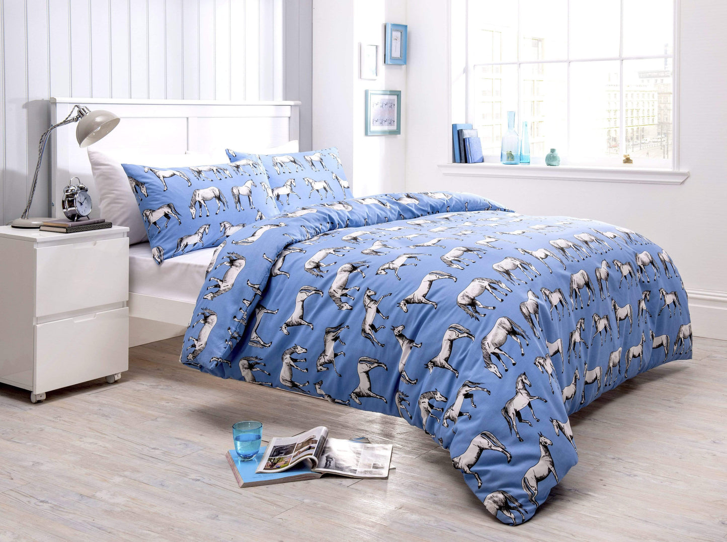 Horses Design Cotton Rich Duvet Set Single and Double Sizes