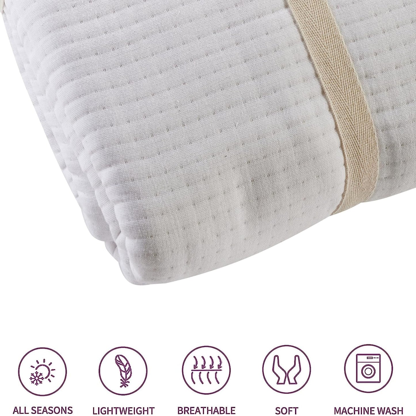 OLIVIA ROCCO Hotel Collection Quilted Bedspread 240x260 cm White and Grey 100% Sustainable Cotton Soft and Durable Bedding