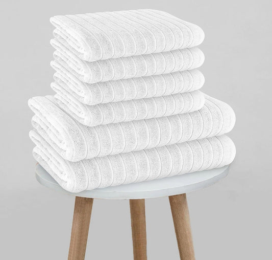 OLIVIA ROCCO Hydro Cotton Ribbed Towels Jumbo Bath Sheets 2 Pack Charcoal Highly Absorbent Quick Dry Soft Lightweight Set