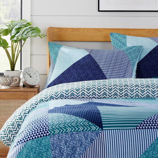 OLIVIA ROCCO Jasper Teal Printed Duvet Cover Set Durable Polyester With Button Closure For Single Double King Sizes Easy Care Machine Washable