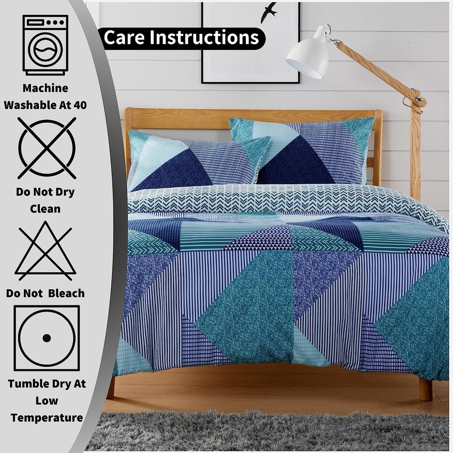 OLIVIA ROCCO Jasper Teal Printed Duvet Cover Set Durable Polyester With Button Closure For Single Double King Sizes Easy Care Machine Washable