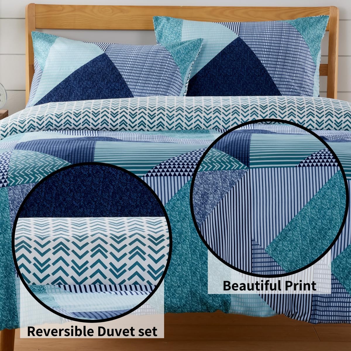 OLIVIA ROCCO Jasper Teal Printed Duvet Cover Set Durable Polyester With Button Closure For Single Double King Sizes Easy Care Machine Washable