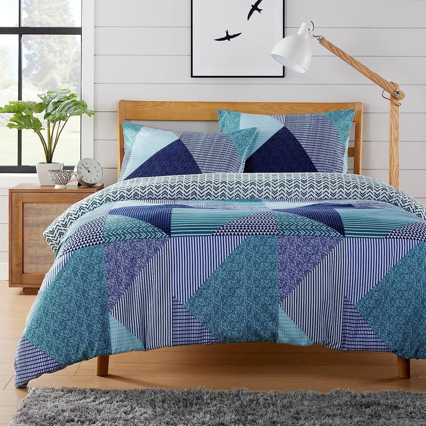OLIVIA ROCCO Jasper Teal Printed Duvet Cover Set Durable Polyester With Button Closure For Single Double King Sizes Easy Care Machine Washable