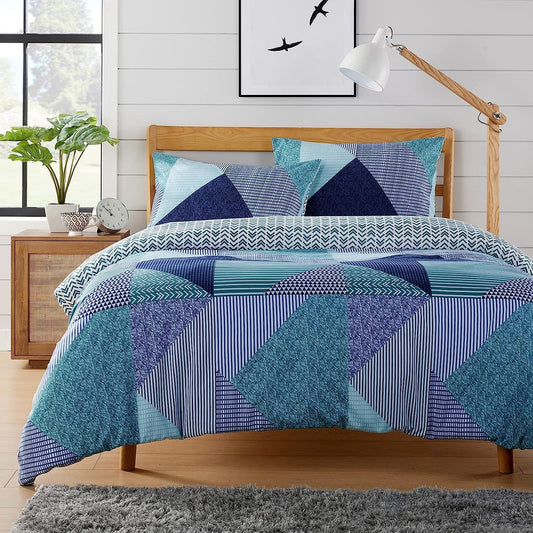 OLIVIA ROCCO Jasper Teal Printed Duvet Cover Set Durable Polyester With Button Closure For Single Double King Sizes Easy Care Machine Washable
