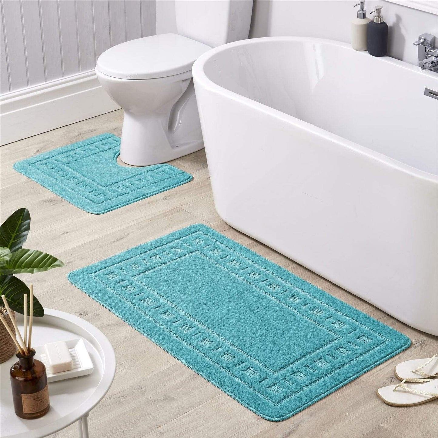 OLIVIA ROCCO Jumbo Miami Bath Mat Set Ultra Soft Non-Slip Ultra-Absorbent For Stylish Bathrooms In Multiple Colours Pedestal Included