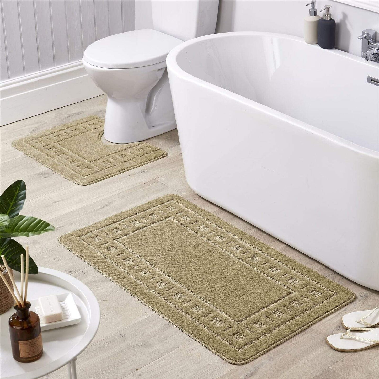 OLIVIA ROCCO Jumbo Miami Bath Mat Set Ultra Soft Non-Slip Ultra-Absorbent For Stylish Bathrooms In Multiple Colours Pedestal Included