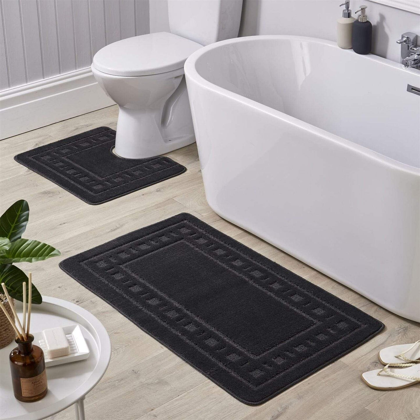 OLIVIA ROCCO Jumbo Miami Bath Mat Set Ultra Soft Non-Slip Ultra-Absorbent For Stylish Bathrooms In Multiple Colours Pedestal Included