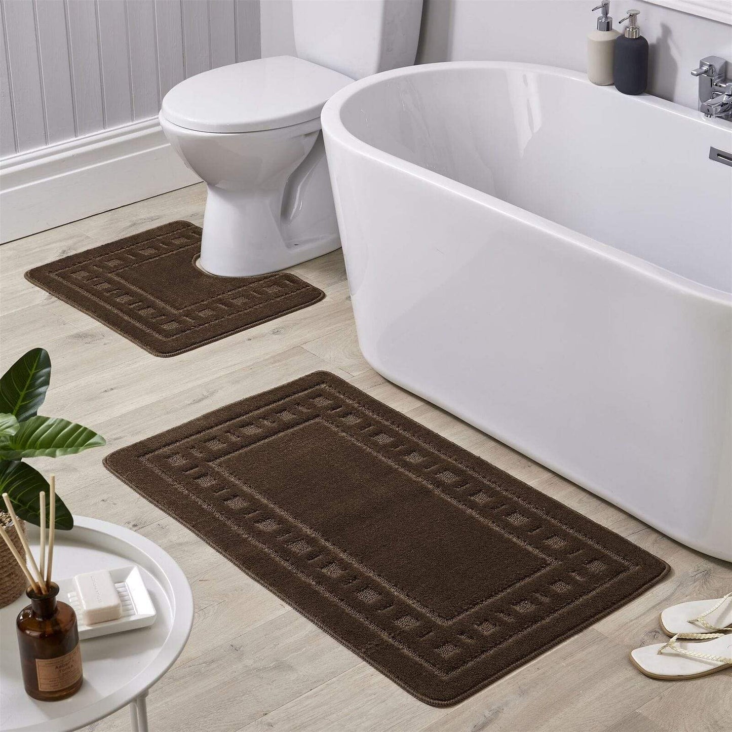 OLIVIA ROCCO Jumbo Miami Bath Mat Set Ultra Soft Non-Slip Ultra-Absorbent For Stylish Bathrooms In Multiple Colours Pedestal Included