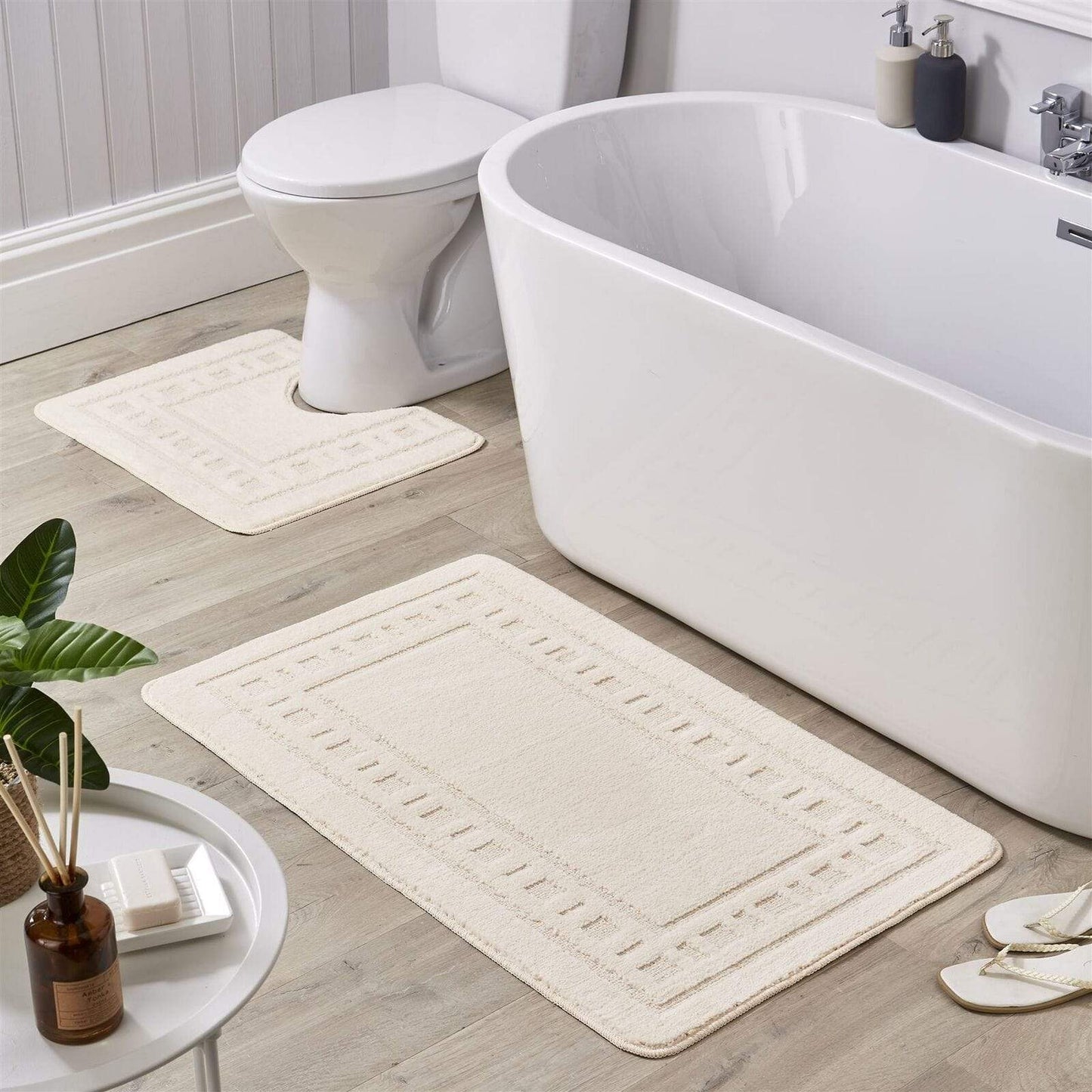 OLIVIA ROCCO Jumbo Miami Bath Mat Set Ultra Soft Non-Slip Ultra-Absorbent For Stylish Bathrooms In Multiple Colours Pedestal Included