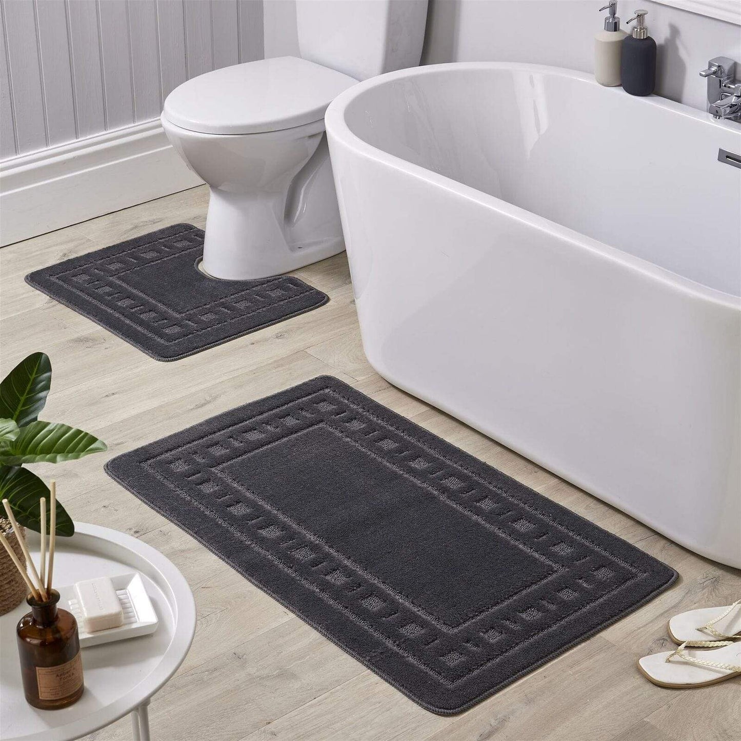 OLIVIA ROCCO Jumbo Miami Bath Mat Set Ultra Soft Non-Slip Ultra-Absorbent For Stylish Bathrooms In Multiple Colours Pedestal Included