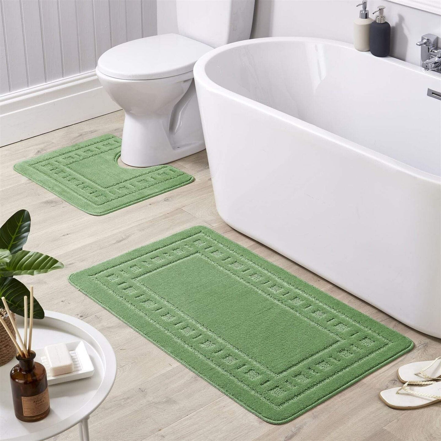 OLIVIA ROCCO Jumbo Miami Bath Mat Set Ultra Soft Non-Slip Ultra-Absorbent For Stylish Bathrooms In Multiple Colours Pedestal Included