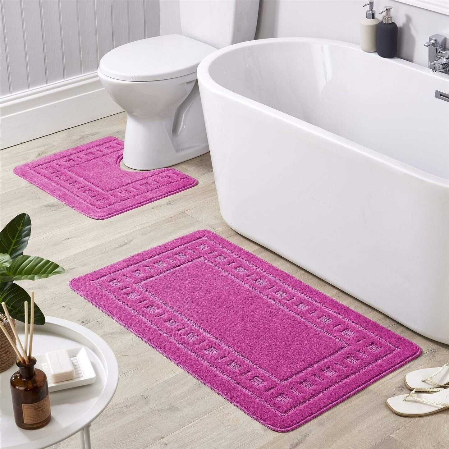 OLIVIA ROCCO Jumbo Miami Bath Mat Set Ultra Soft Non-Slip Ultra-Absorbent For Stylish Bathrooms In Multiple Colours Pedestal Included