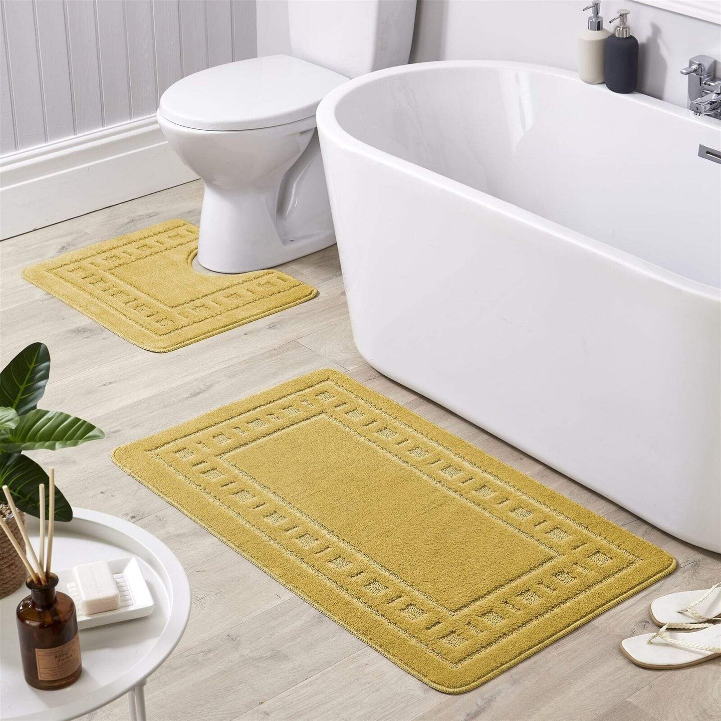 OLIVIA ROCCO Jumbo Miami Bath Mat Set Ultra Soft Non-Slip Ultra-Absorbent For Stylish Bathrooms In Multiple Colours Pedestal Included