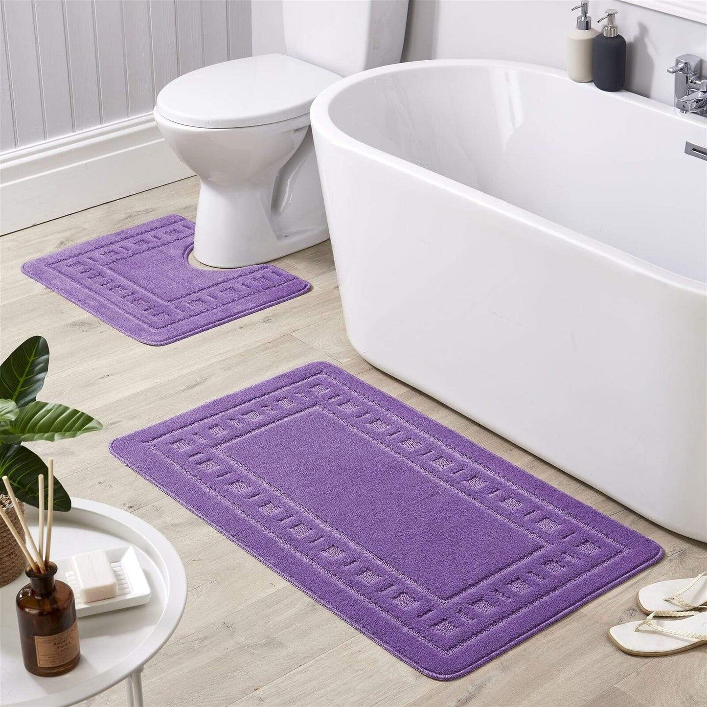 OLIVIA ROCCO Jumbo Miami Bath Mat Set Ultra Soft Non-Slip Ultra-Absorbent For Stylish Bathrooms In Multiple Colours Pedestal Included