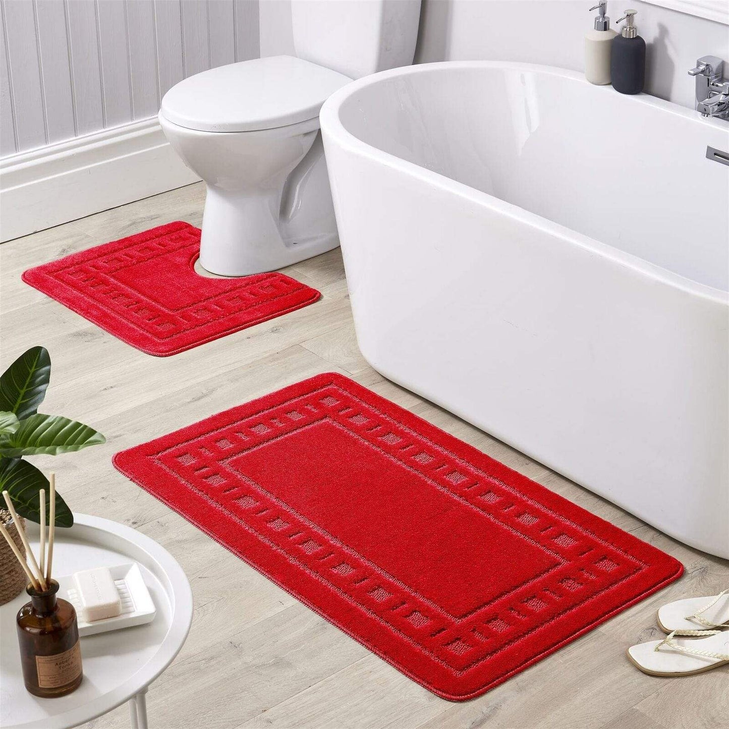 OLIVIA ROCCO Jumbo Miami Bath Mat Set Ultra Soft Non-Slip Ultra-Absorbent For Stylish Bathrooms In Multiple Colours Pedestal Included