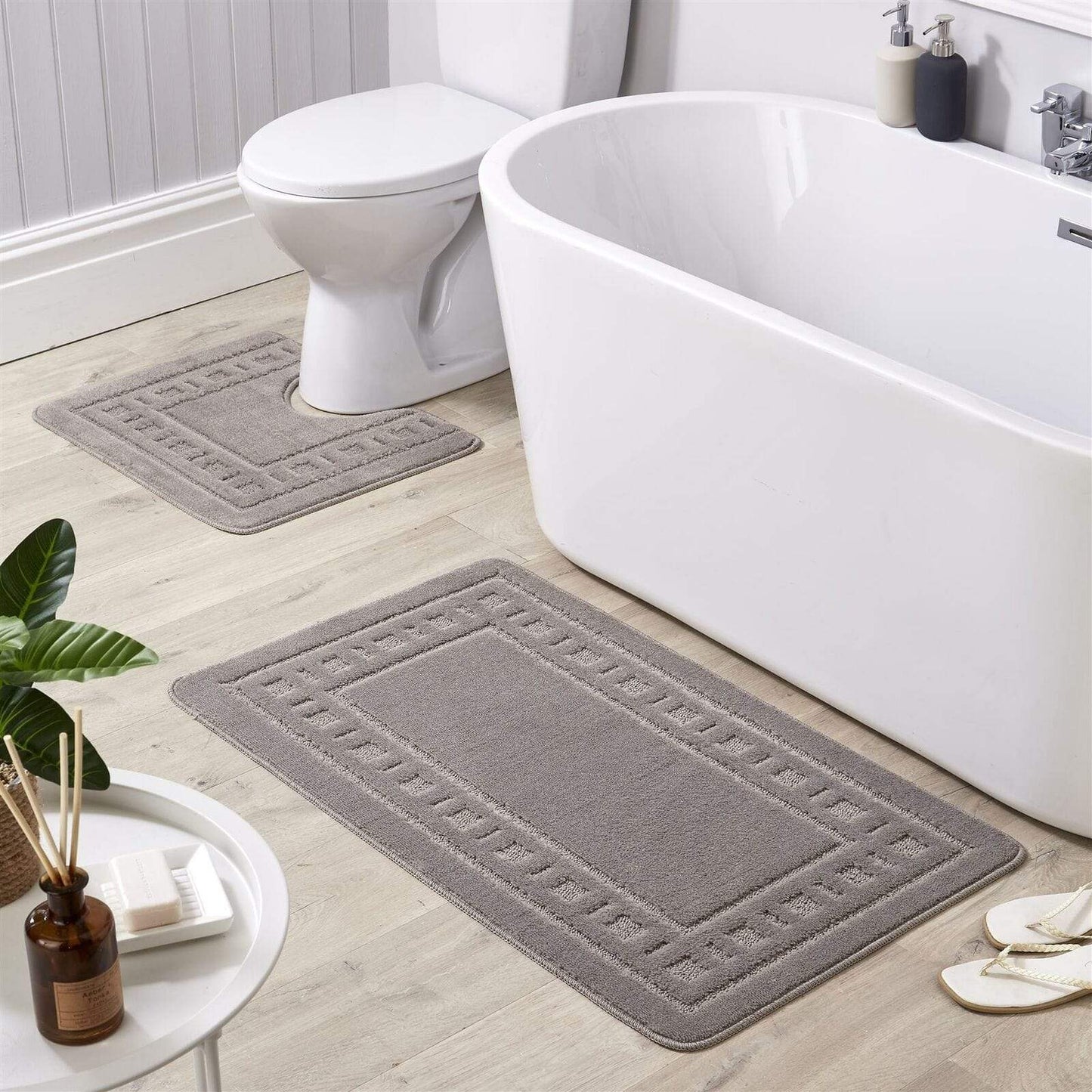 OLIVIA ROCCO Jumbo Miami Bath Mat Set Ultra Soft Non-Slip Ultra-Absorbent For Stylish Bathrooms In Multiple Colours Pedestal Included