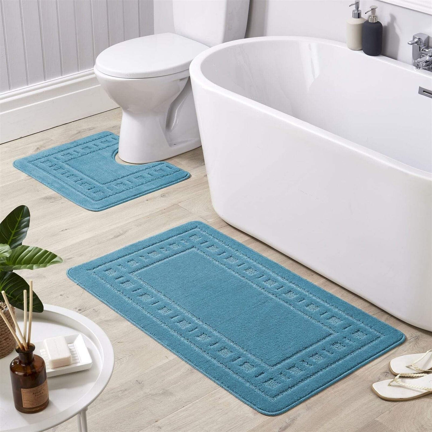 OLIVIA ROCCO Jumbo Miami Bath Mat Set Ultra Soft Non-Slip Ultra-Absorbent For Stylish Bathrooms In Multiple Colours Pedestal Included