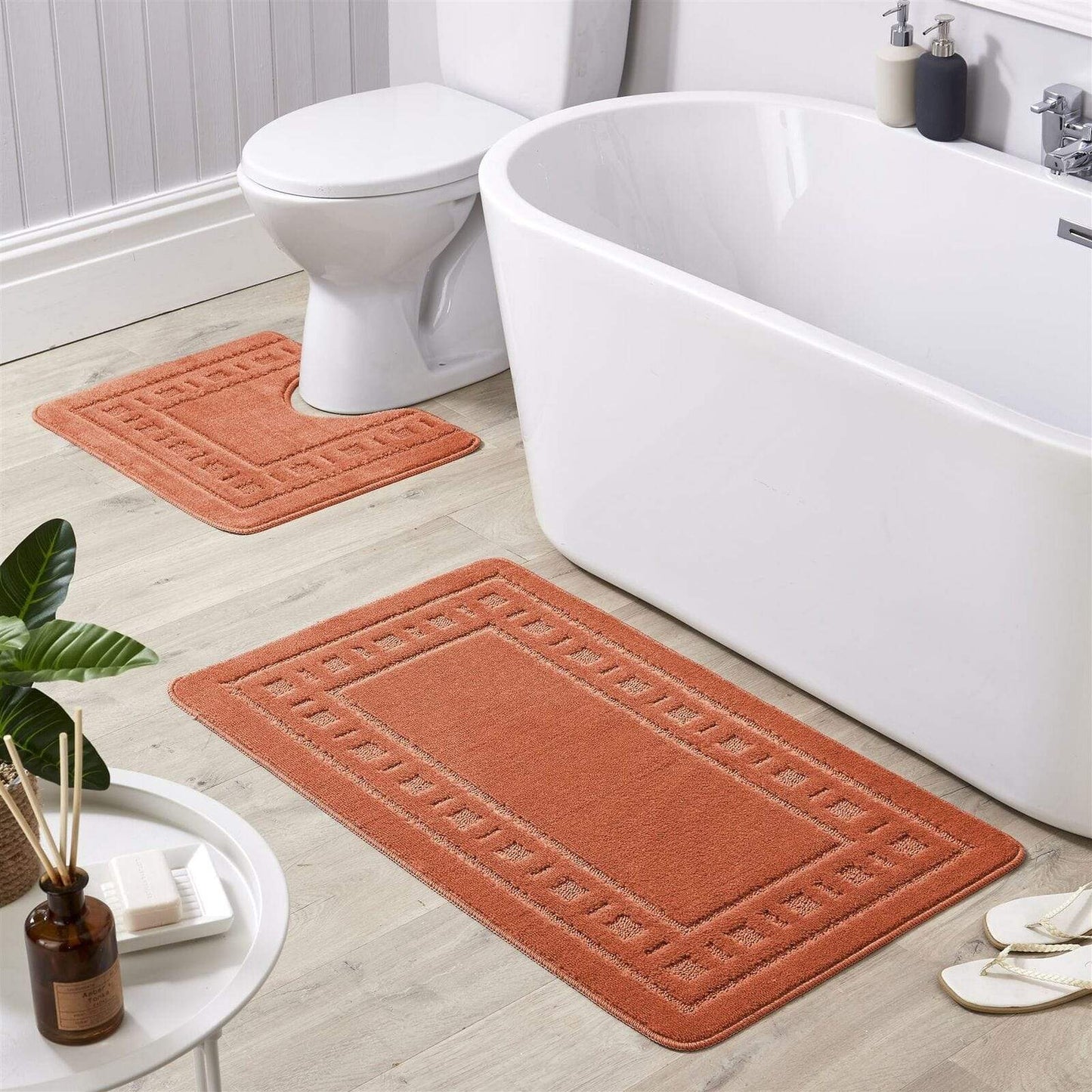 OLIVIA ROCCO Jumbo Miami Bath Mat Set Ultra Soft Non-Slip Ultra-Absorbent For Stylish Bathrooms In Multiple Colours Pedestal Included