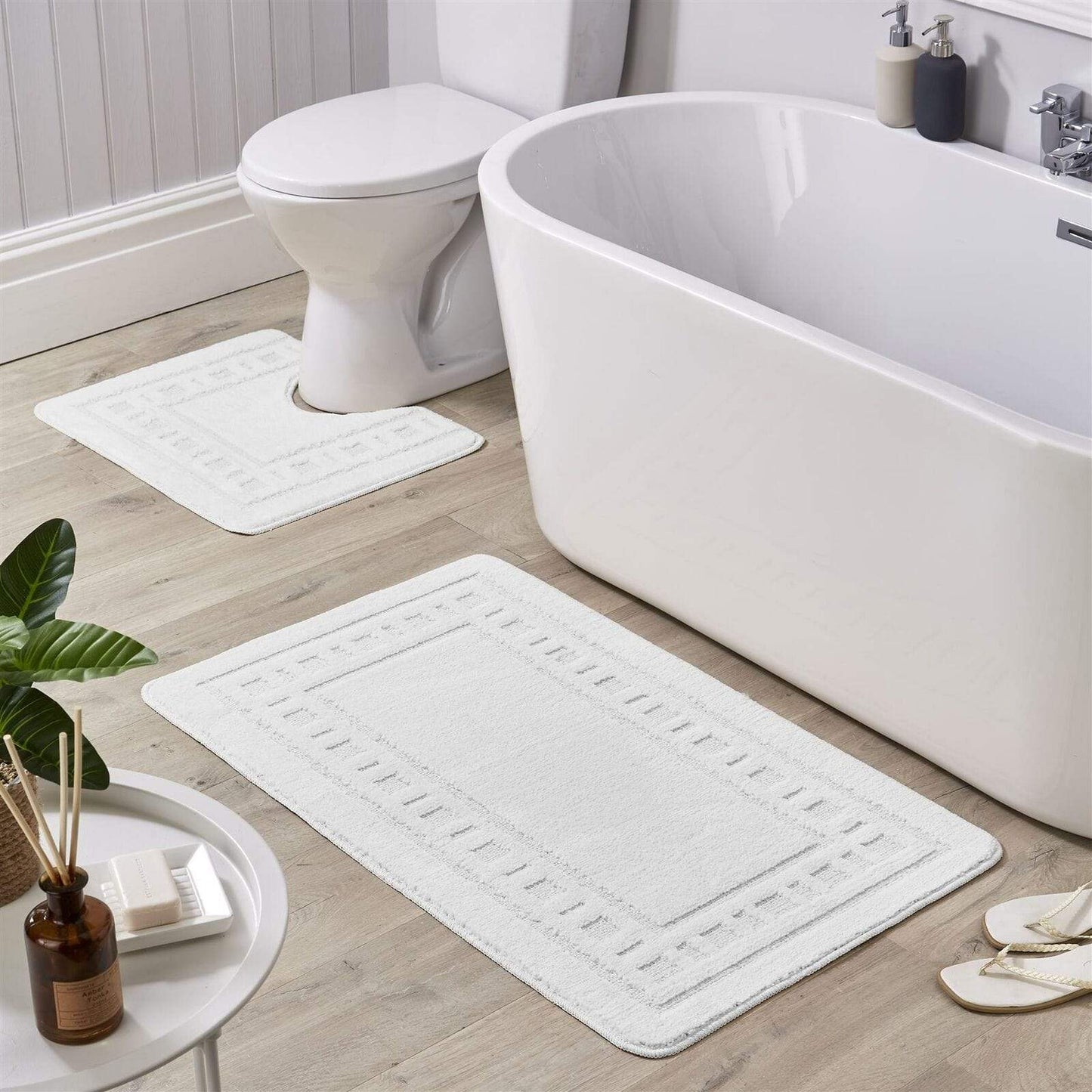 OLIVIA ROCCO Jumbo Miami Bath Mat Set Ultra Soft Non-Slip Ultra-Absorbent For Stylish Bathrooms In Multiple Colours Pedestal Included