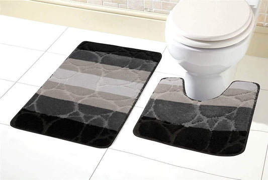 OLIVIA ROCCO Kaya Ultra Soft Non Slip Bath Mat And Pedestal Set Absorbent Multicolor Stylish Bathroom Decor For Modern Homes