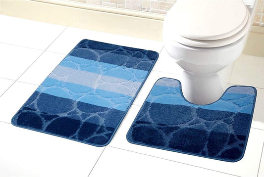 OLIVIA ROCCO Kaya Ultra Soft Non Slip Bath Mat And Pedestal Set Absorbent Multicolor Stylish Bathroom Decor For Modern Homes