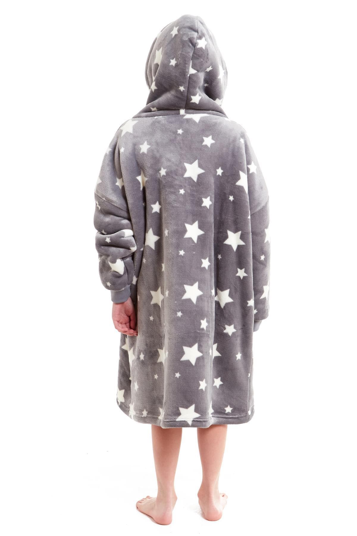OLIVIA ROCCO Kids Oversized Hooded Fleece Blanket With Sherpa Fur, Elastic Cuffs, Double Pocket, Ages 8-15, Ultra Soft Lining For Cozy Comfort