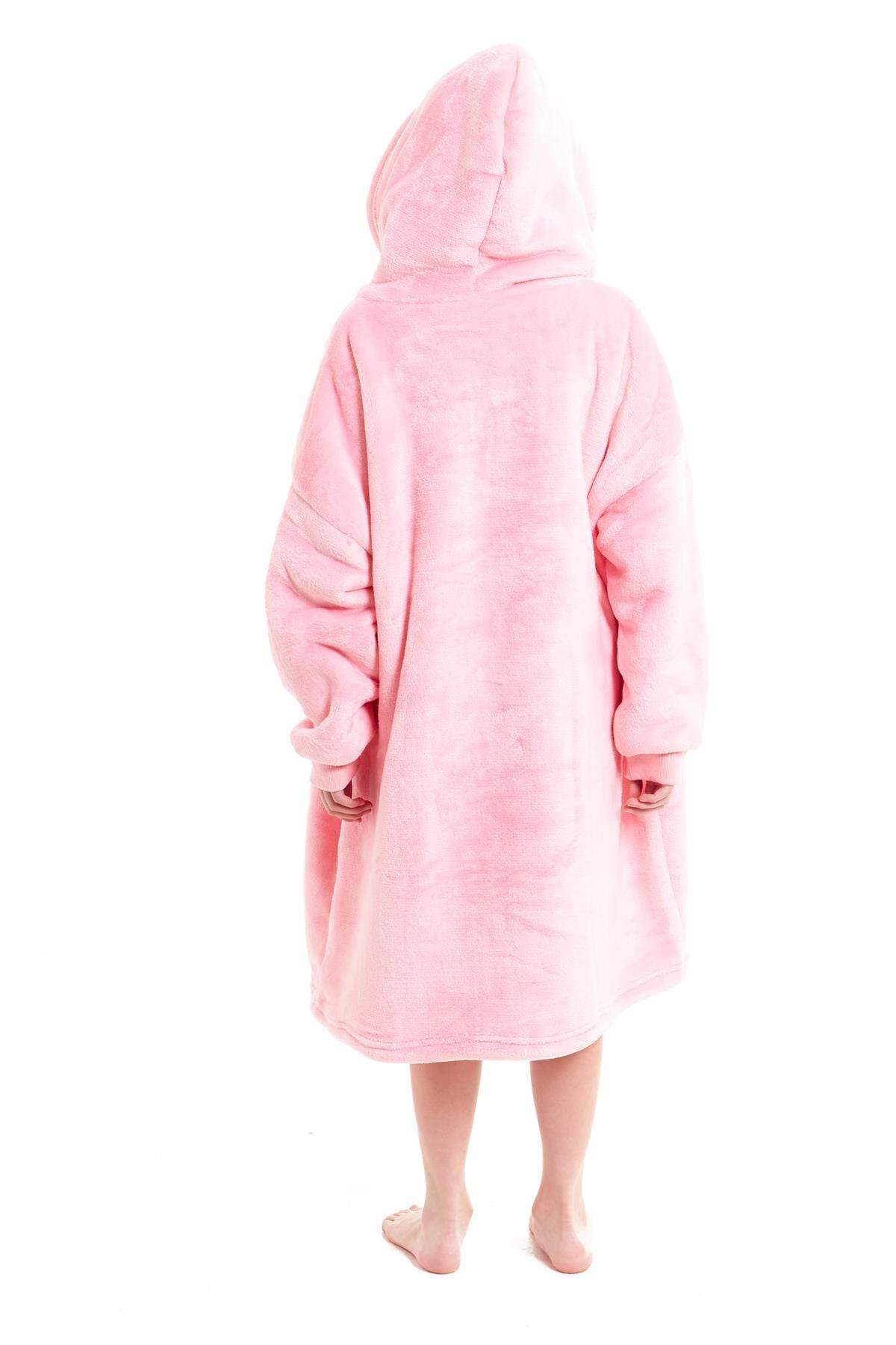 OLIVIA ROCCO Kids Oversized Hooded Fleece Blanket With Sherpa Fur, Elastic Cuffs, Double Pocket, Ages 8-15, Ultra Soft Lining For Cozy Comfort