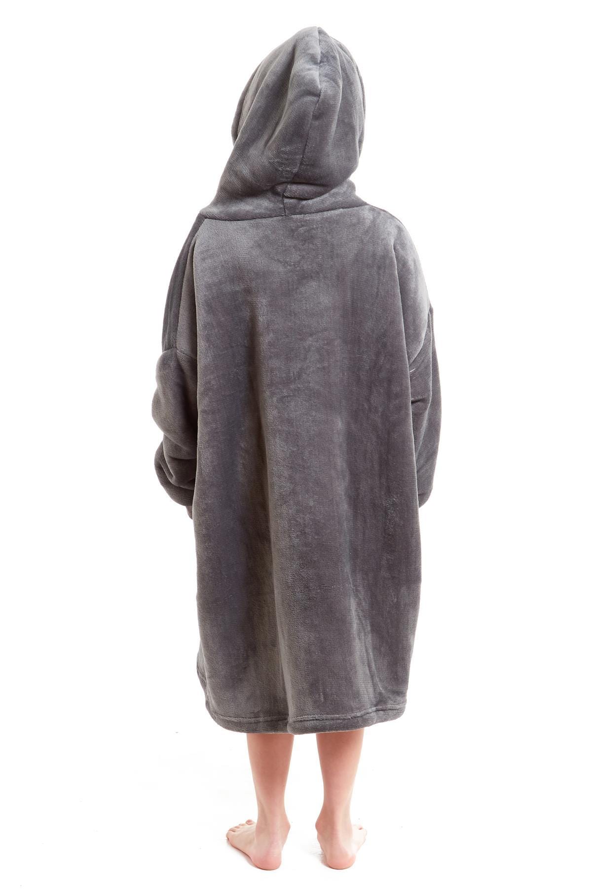 OLIVIA ROCCO Kids Oversized Hooded Fleece Blanket With Sherpa Fur, Elastic Cuffs, Double Pocket, Ages 8-15, Ultra Soft Lining For Cozy Comfort