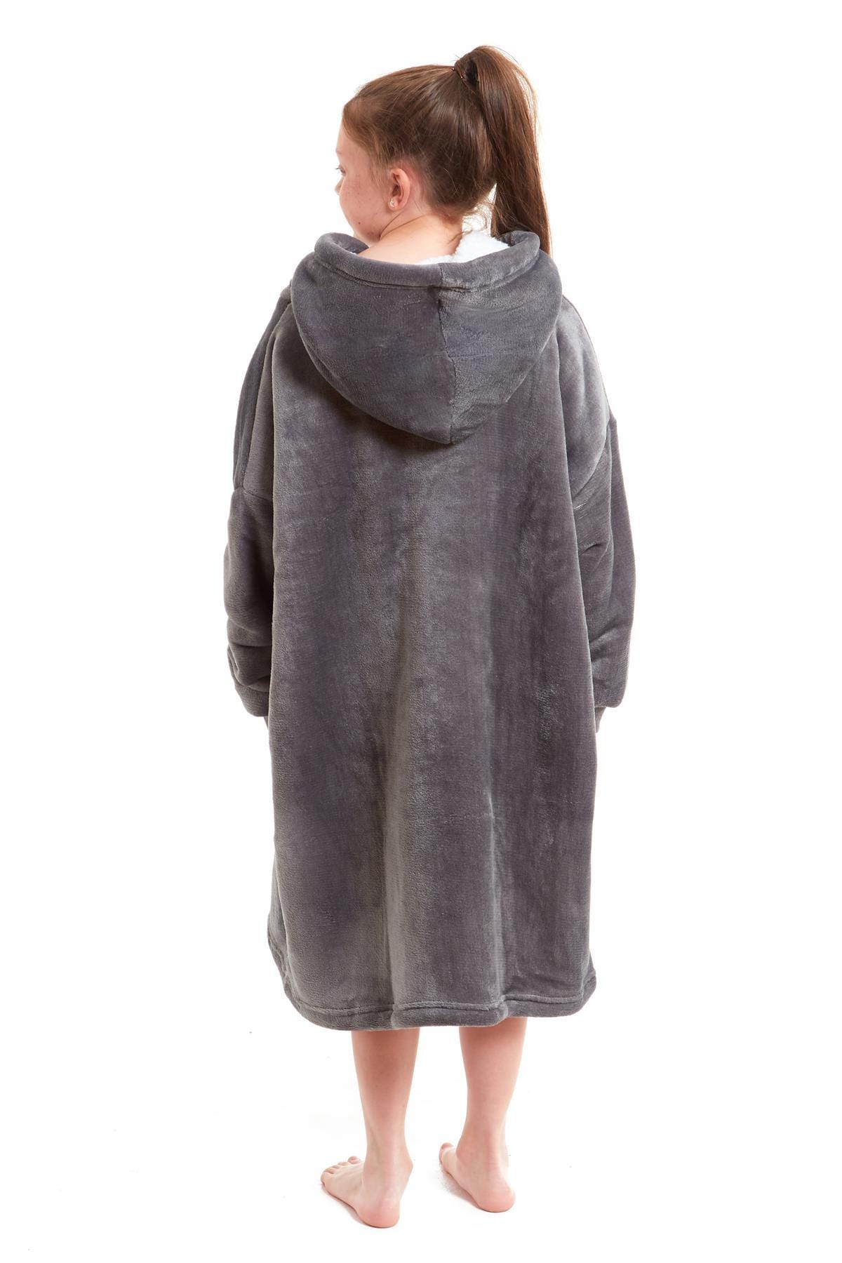 OLIVIA ROCCO Kids Oversized Hooded Fleece Blanket With Sherpa Fur, Elastic Cuffs, Double Pocket, Ages 8-15, Ultra Soft Lining For Cozy Comfort