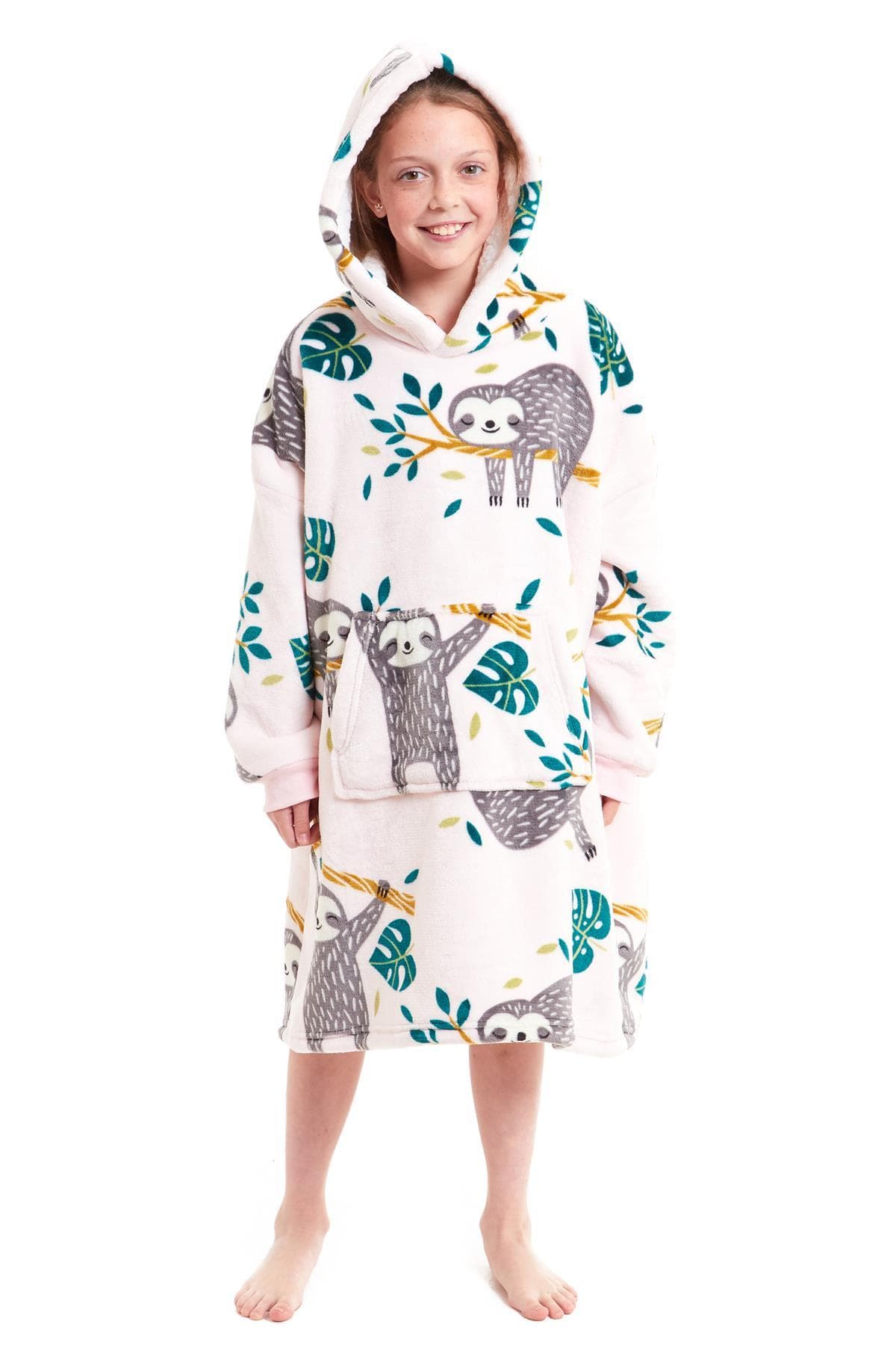 OLIVIA ROCCO Kids Oversized Hooded Fleece Blanket With Sherpa Fur, Elastic Cuffs, Double Pocket, Ages 8-15, Ultra Soft Lining For Cozy Comfort
