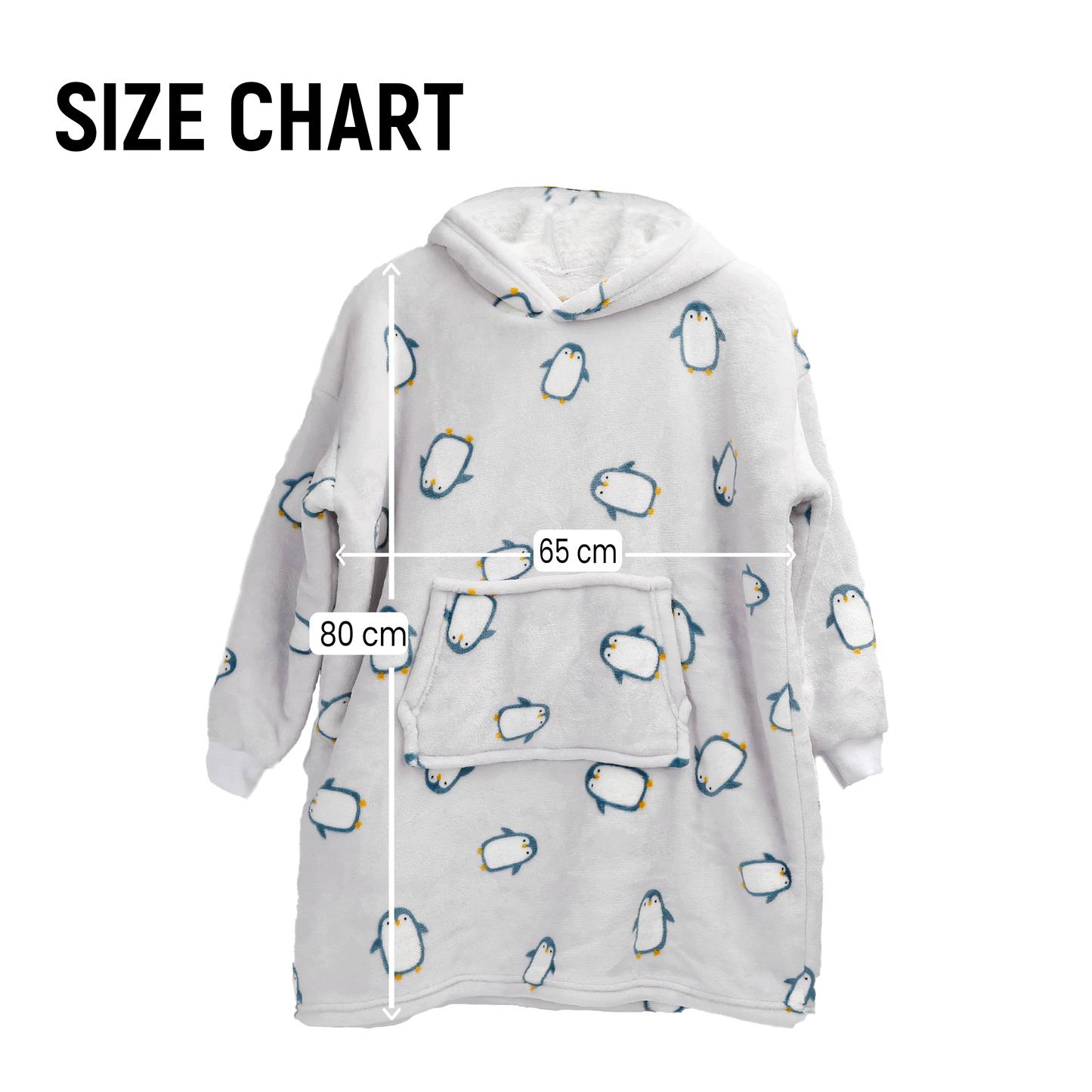 OLIVIA ROCCO Kids Oversized Hooded Penguin Blanket Hoodie Ultra Soft Sherpa Flannel For Ages 8 To 15 Cozy Warm Lounge Wear