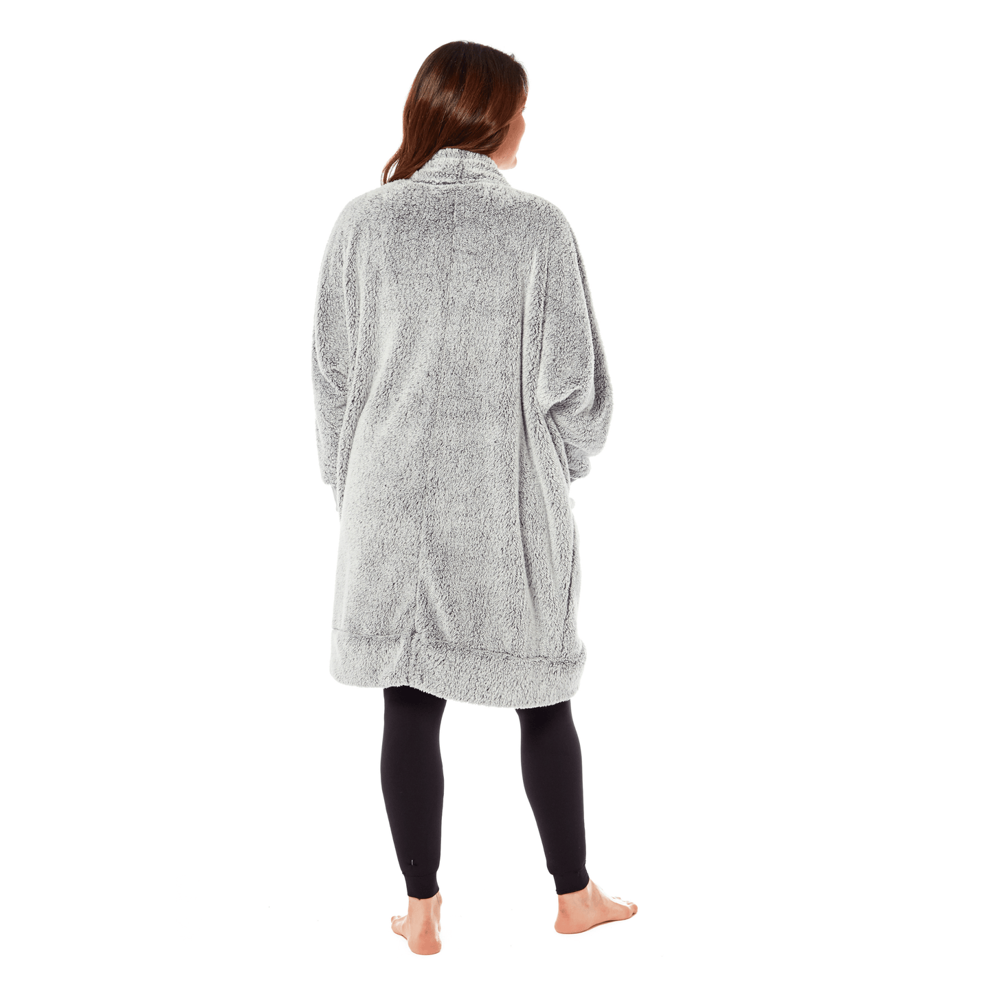 OLIVIA ROCCO Women's Shimmer Grey Cardi Gown Soft Touch Polyester Luxury Loungewear Robe Warm Dressing Gown Sizes S to XL