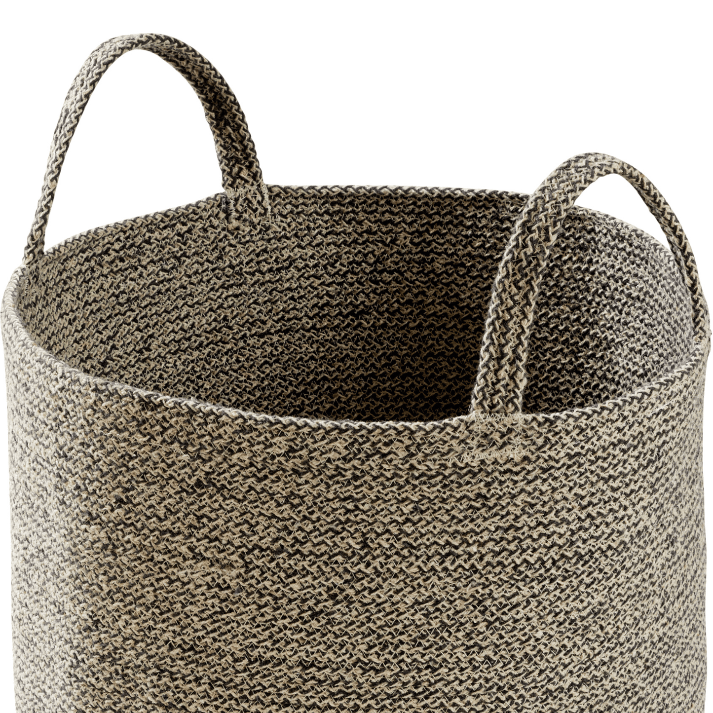 OLIVIA ROCCO Large Woven Cotton Laundry Basket With Handles Durable Rope Storage Bin For Clothes Toys Household Items Black Grey Natural