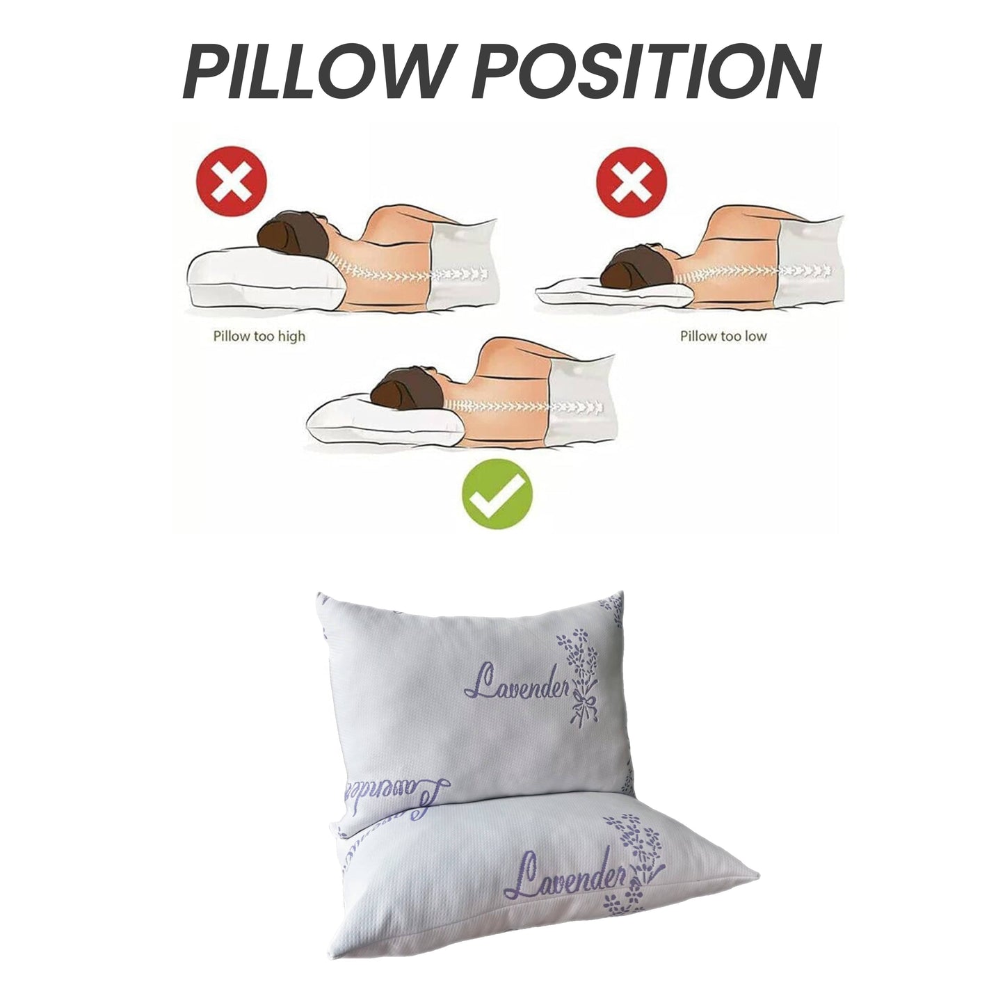 OLIVIA ROCCO Lavender Infused Microfibre Hotel Pillow Medium Support Hypoallergenic Side Sleeper Luxury Down Like Comfort